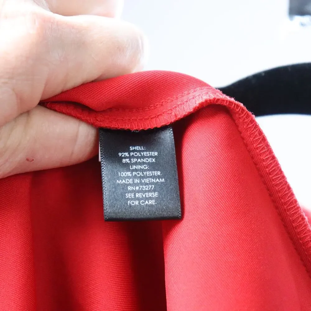 JW Jason Wu Sheath Dress M‎ Red Womens Rosette Ruffle Sleeveless